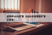 世界杯2022扩容（2022年世界杯扩军己落实）
