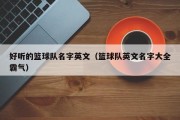 好听的篮球队名字英文（篮球队英文名字大全霸气）